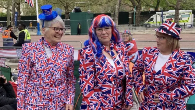 Royal super fans are out in force with many draped in the colours of the Union Jack
