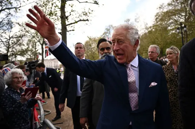 King Charles greets crowds at The Mall