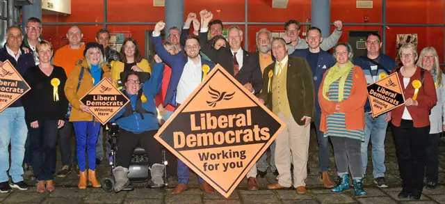 Lib Dems celebrating