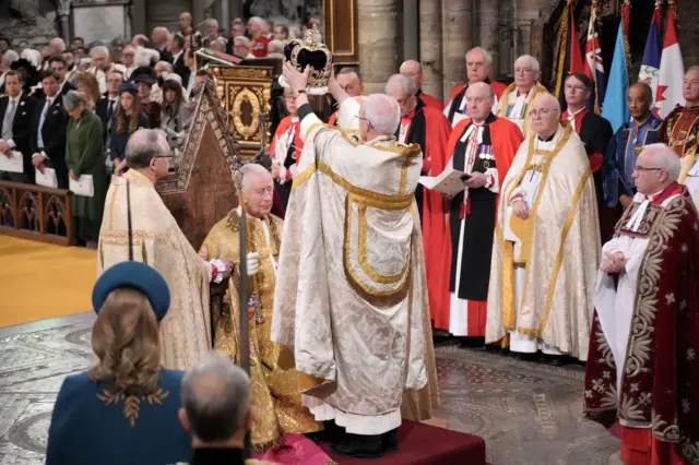 King Charles being crowned