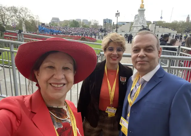 Lyse Doucet with colleagues at Canada Gate