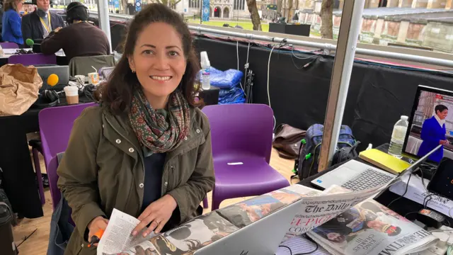 Mishal Husain at Westminster ahead of the Today programme