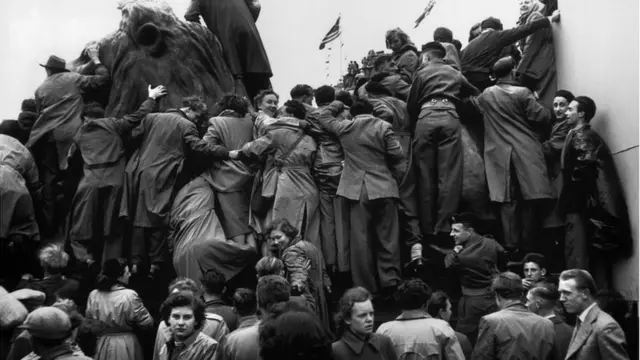 Crowds on coronation day 1953