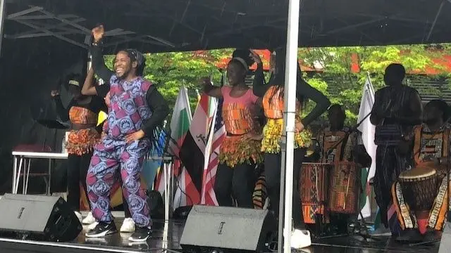 Ghanaian society organised dancers and drummers