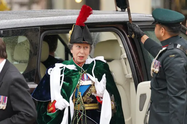 Princess Anne has now arrived at the Abbey