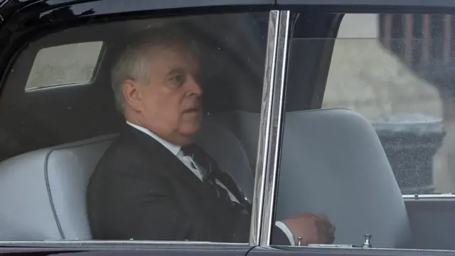 Prince Andrew in the back of a car