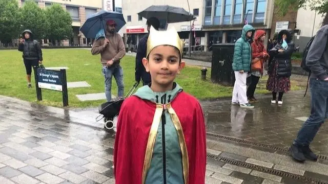 Seven-year-old Agamjot Kahlon was among those celebrating in Luton