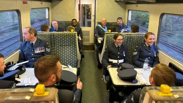 RAF personnel on the train from Tring