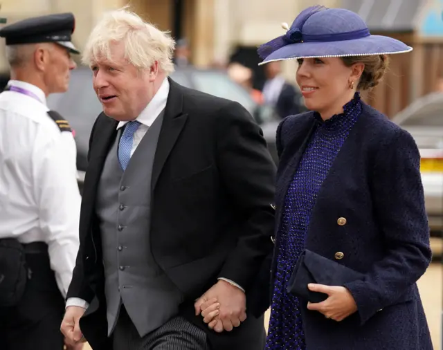 Boris Johnson was seen arriving with his wife Carrie