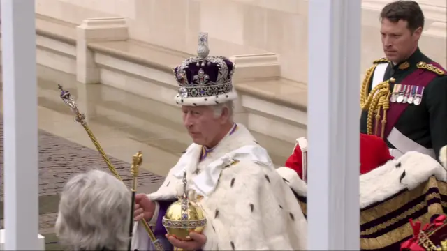 King leaves Westminster Abbey