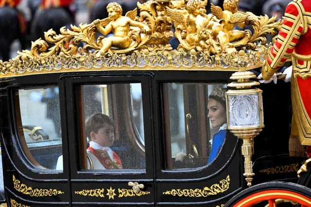 Catherine, Princess of Wales and Prince George leave Westminster Abbey