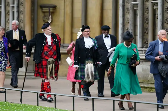 Two men were seen wearing kilts