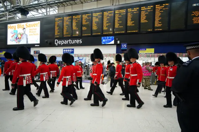 Armed forces personnel at Waterloo Station