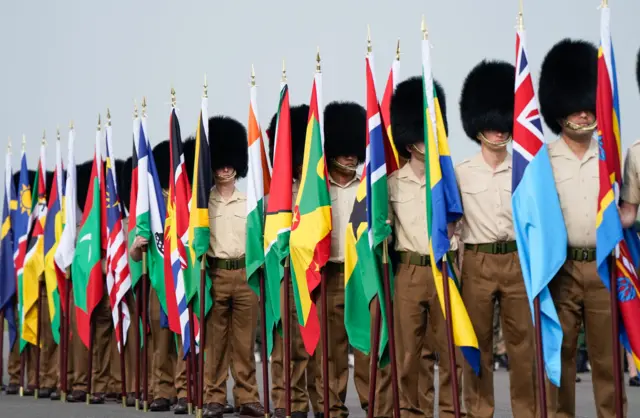 Troops from 34 Commonwealth nations practised at the airbase in Hampshire