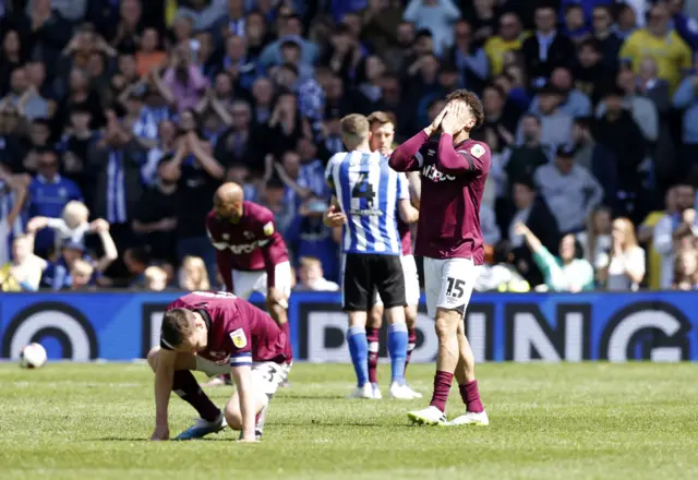 Sheff Wed celebrate, Derby are dejected after missing out on the play-offs