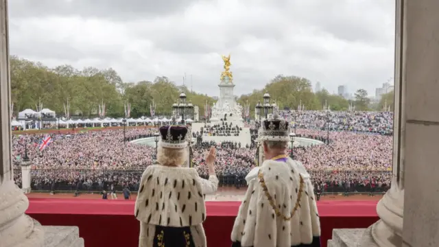 Charles and Camilla on palace balcony