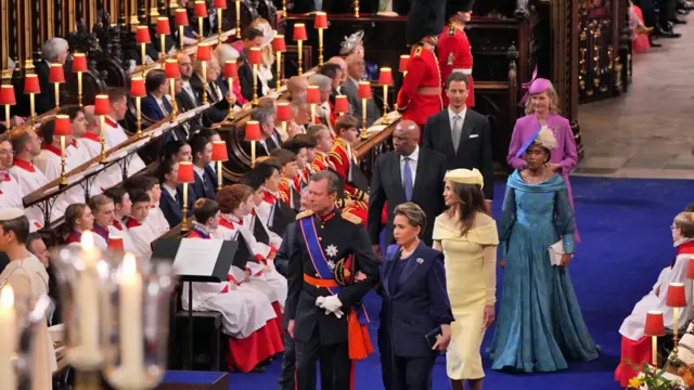 Lesotho’s King Lestie III and Queen Masenate amongst royals walking in Westminster Abbey - 6 May 2023