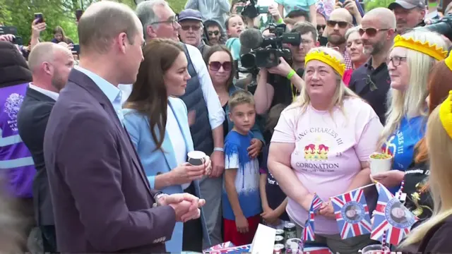 Catherine and William with crowds in Windsor