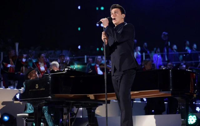 Zak Abel performs on stage during the Coronation Concert on May 07, 2023 in Windsor