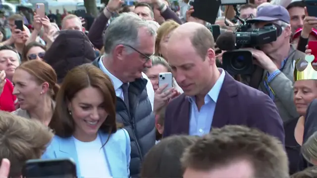 Catherine and William with crowds in Windsor