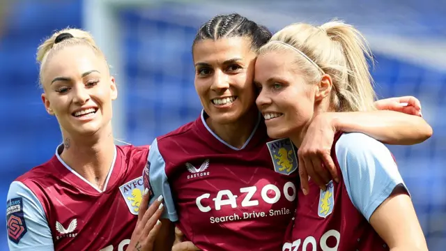 Rachel Daly of Aston Villa celebrates scoring her second goal for Aston Villa during the FA Women's Super League match between Reading and Aston Villa at Select Car Leasing Stadium on May 07, 2023 in Reading, England.