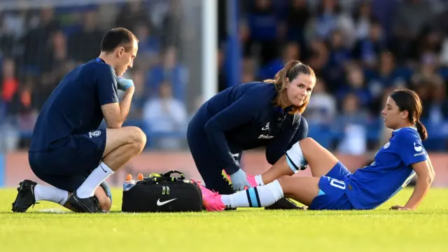 Sam Kerr goes down injured