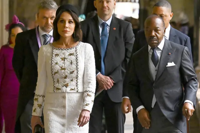 Gabon’s President Ali Bongo Ondimba (R), and his wife Sylvia Bongo Ondimba