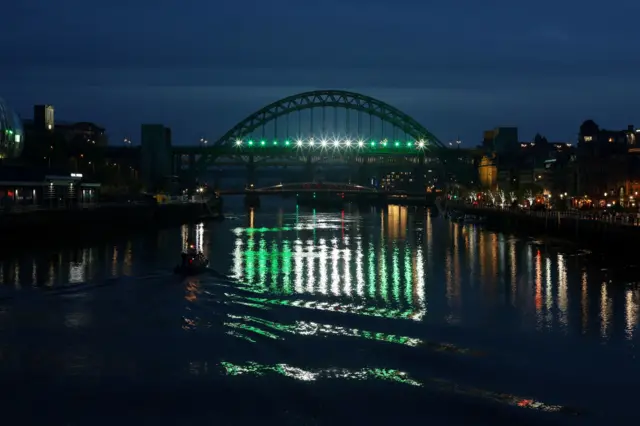 Tyne Bridge illuminated for 'Lighting up the Nation'