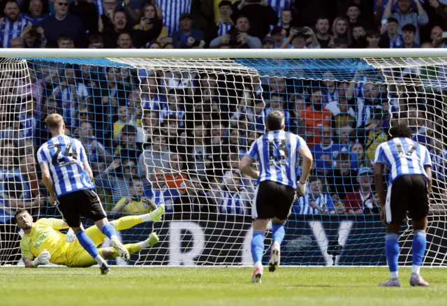 Michael Smith scores a penalty against Derby