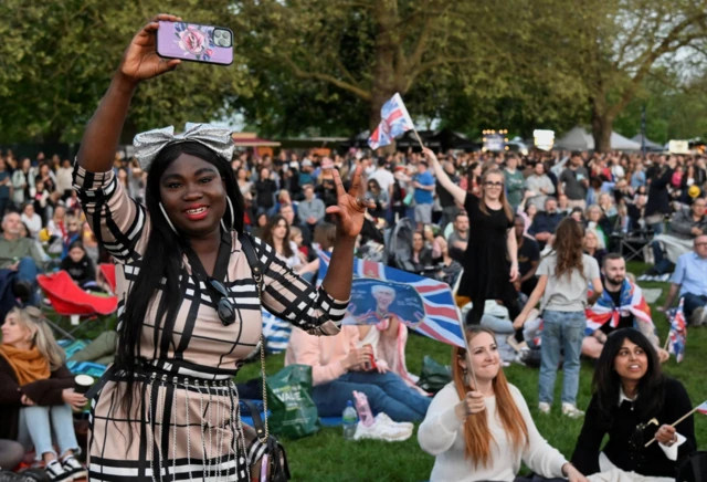 Some who couldn't get a ticket are watching a screening of the concert near Windsor Castle