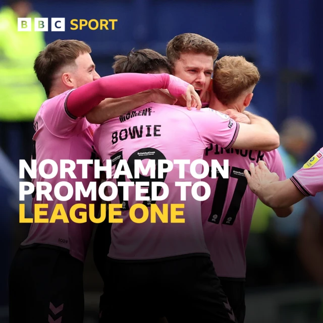 Northampton celebrate scoring at Tranmere