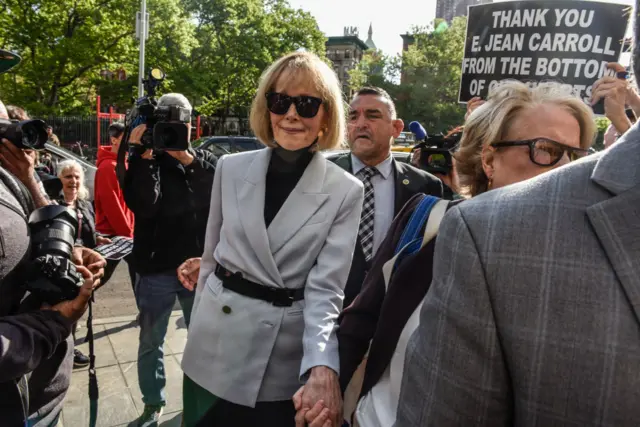 E Jean Carroll outside court