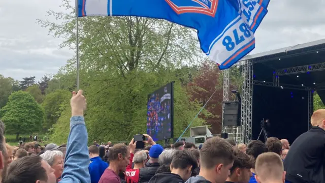 Ipswich fans at Christchurch Park