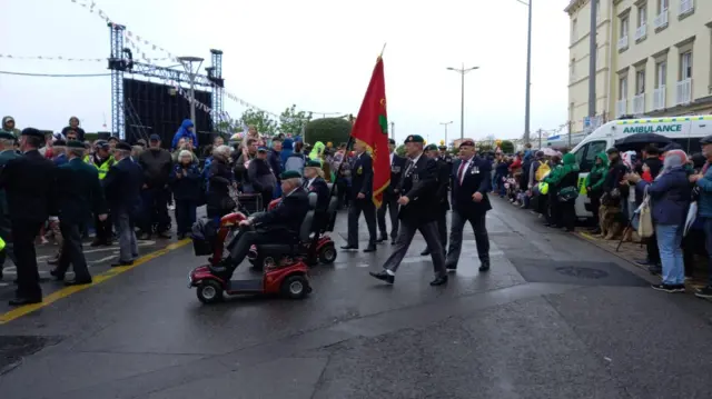 Marine veterans marching