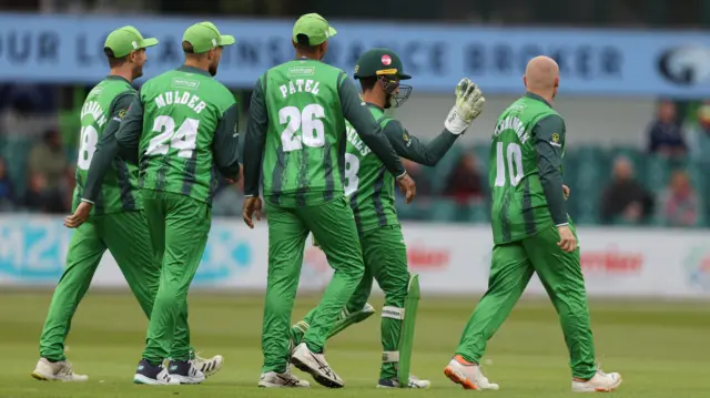 Leicestershire celebrate wicket