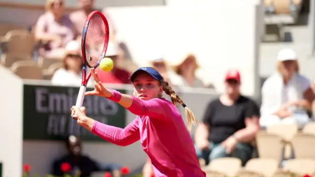 Elena Rybakina prepares to hit a shot