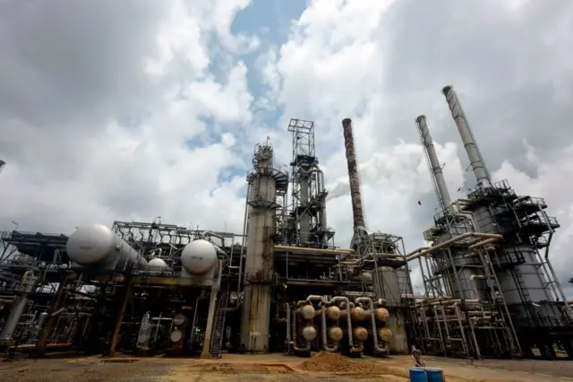 A picture taken on September 16, 2015 shows the new Port Harcourt refinery, which was built in 1989, Rivers State.