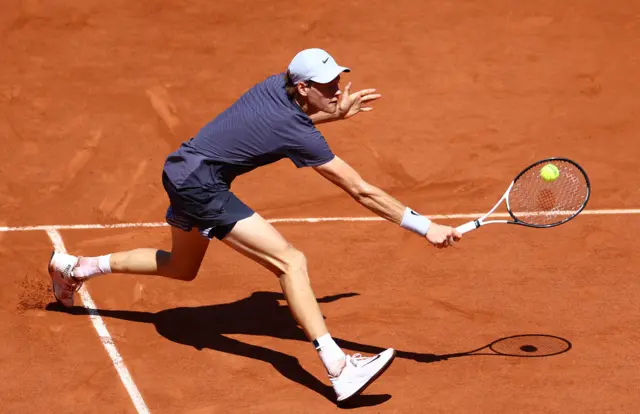 Italy's Jannik Sinner in action during his second round match against Germany's Daniel Altmaier