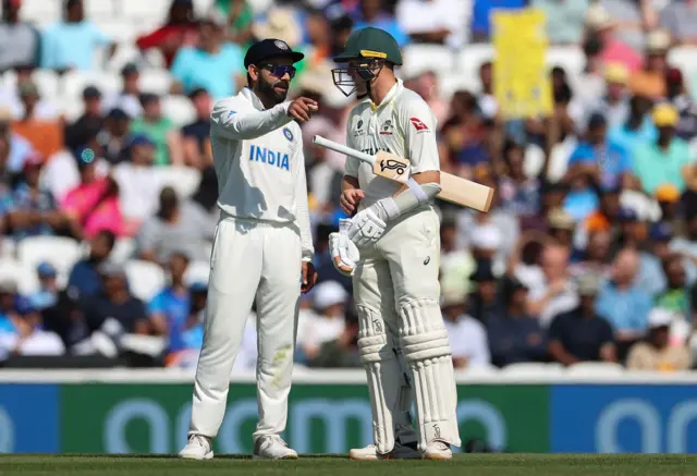 Virat Kohli talking to Marnus Labuschagne