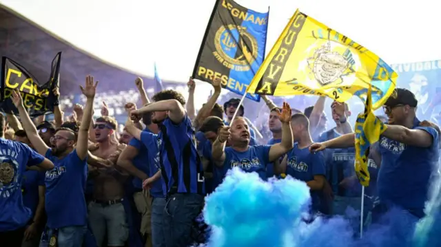 Inter Milan fans celebrate before the Champions League final