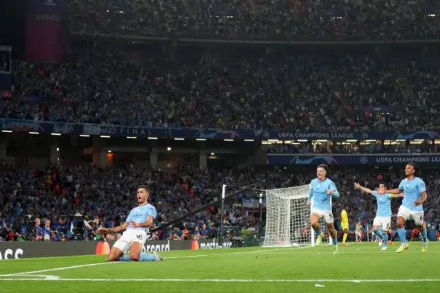 Rodri celebrates