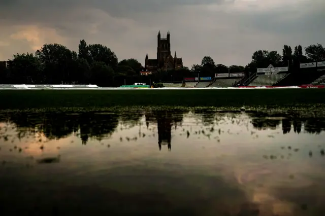 New Road, Worcester, after the thunder storm during the Charlotte Edwards Cup final