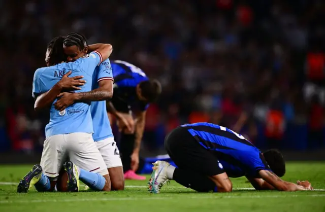 City players celebrate with Inter players distraught