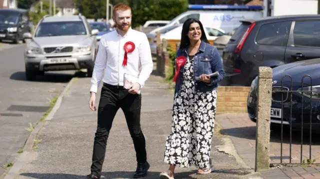 Danny Beales canvasses as Labour’s candidate for the Uxbridge and South Ruislip seat vacated by Boris Johnson