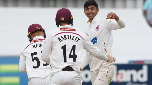 Shoaib Bashir celebrates wicket