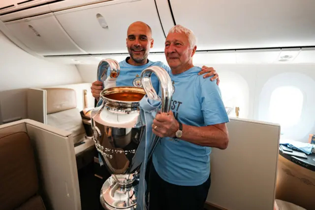 Pep Guardiola and Mike Sumerbee