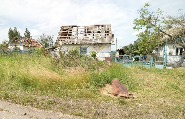 A damaged building