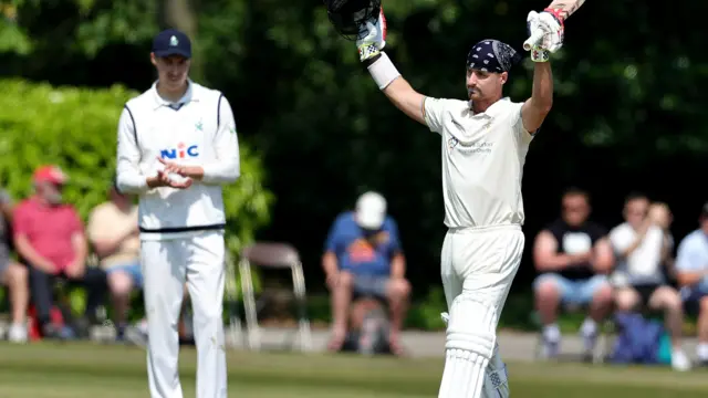 Leus du Plooy celebrates scoring a century