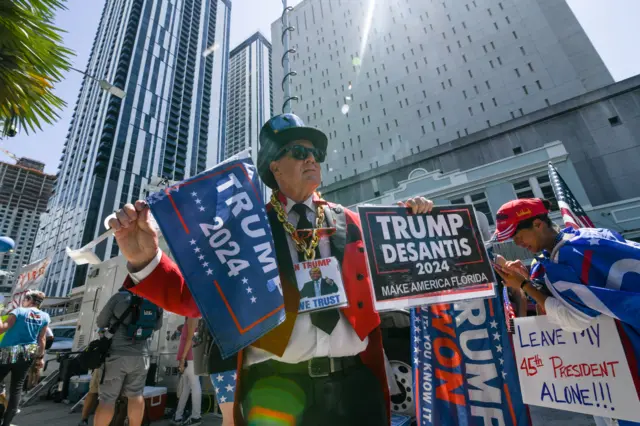 Trump Supporters gather outside courthouse