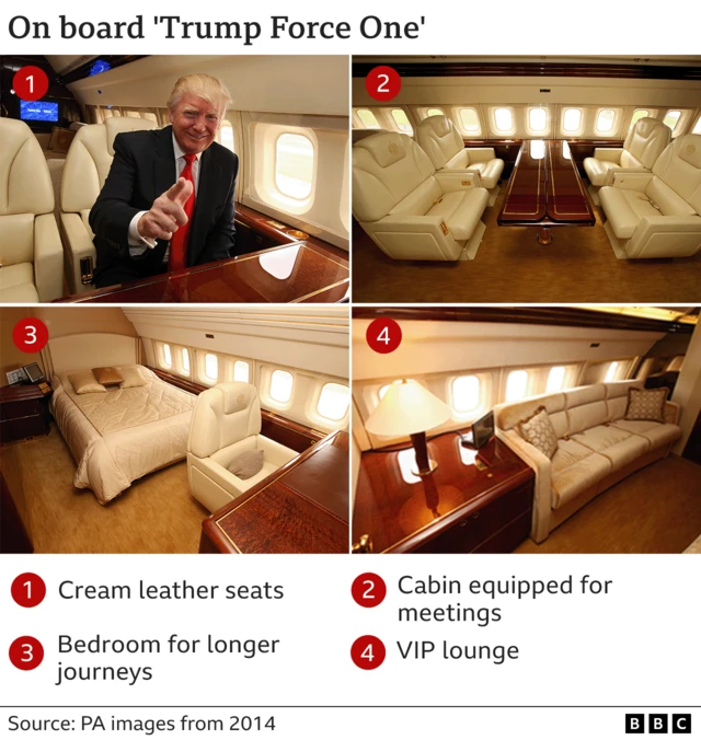 Inside Donald Trump's airplane dubbed 'Trump Force One'